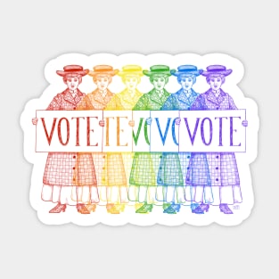 Rainbow Suffragettes Want You to VOTE Sticker